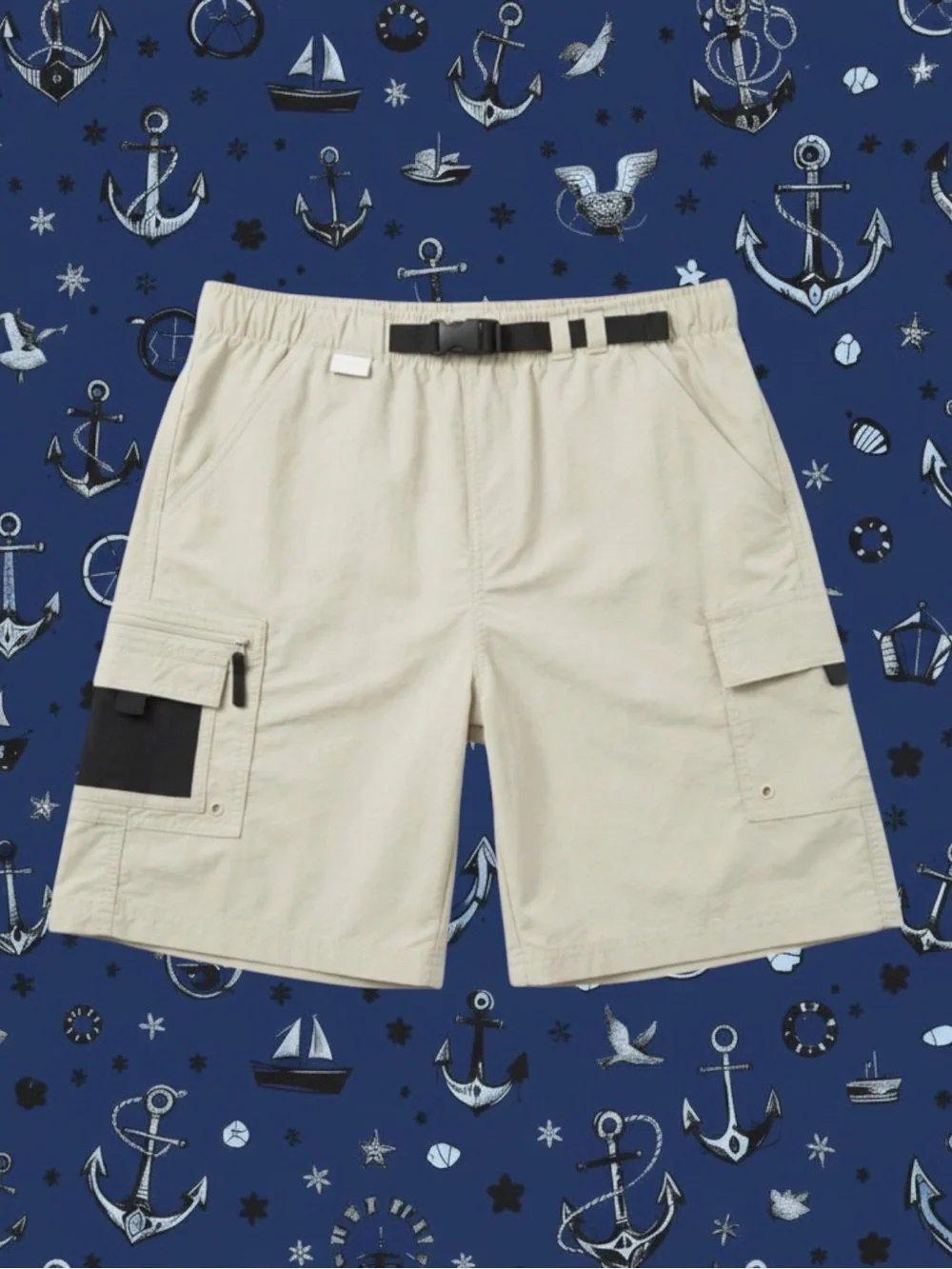 Bimini Bay Casual Classic Preppy Coastal Khaki Minimalist Cargo Swim Trunks M